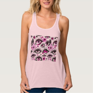 Glam Watercolor Eyes und Long Lashes Tank Top