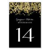 Glam Wedding Tischnummer | Chic Black and Gold (Rückseite)