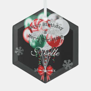 Glam Weihnachten Geburtstag Balloons und Schneeflo Ornament Aus Glas