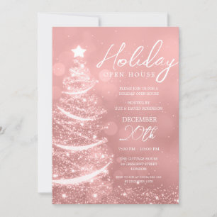 GLAM Weihnachtsfeiertag Open House Party Rose Gold Einladung