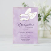 Glam-Weißgold-Buglavendel-Abschluss Einladung (Stehend Vorderseite)