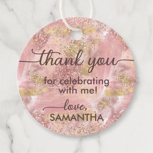 Glam Wellness-Center Party Imitate Rose Gold Glitz Geschenkanhänger (Vorderseite)