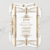 Glam White1920's Great Gatsby 1920s Empfang Einladung (Vorne/Hinten)