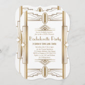 Glam White 1920s Great Gatsby Junggeselinnen-Absch Einladung (Vorne/Hinten)