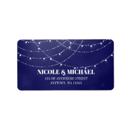 Glam White Fairy Lights Blue Adressaufkleber