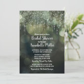 Glam White Fairy Lights Dark BOKEH Brautparty Einladung (Stehend Vorderseite)