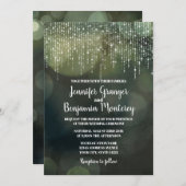 Glam White Fairy Lights Green BOKEH Wedding Einladung (Vorne/Hinten)