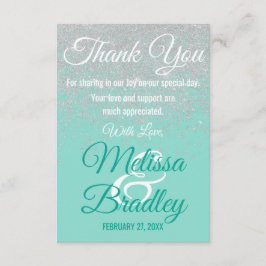 Glam White Glitzer Glitzern Aquamarin Danke