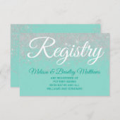 Glam White Glitzer Glitzern Aquamarin Gift Registr Begleitkarte (Vorne/Hinten)