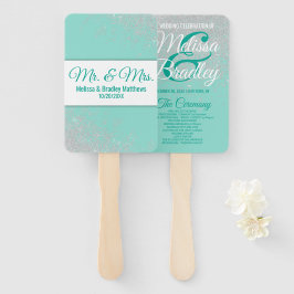 Glam White Glitzer Glitzern Aquamarin Hochzeitspro Fächer