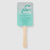 Glam White Glitzer Glitzern Aquamarin Hochzeitspro Fächer (Rückseite)