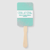 Glam White Glitzer Glitzern Aquamarin Hochzeitspro Fächer (Vorderseite)