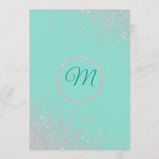 Glam White Glitzer Glitzern Aquamarin Hochzeitspro Programm (Rückseite)