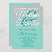 Glam White Glitzer Glitzern Aquamarin Hochzeitspro Programm (Vorne/Hinten)