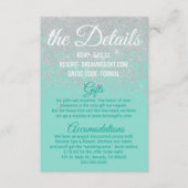 Glam White Glitzer Glitzern Aquamarine Hochzeitdet Begleitkarte (Vorderseite)