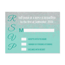 Glam White Glitzer Glitzern Aquamarine RSVPs