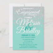 Glam White Glitzer Glitzern Aquamarine Verlobung Einladung (Vorderseite)