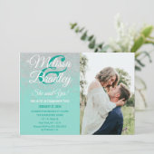 Glam White Glitzer Glitzern Aquamarine Verlobung Einladung (Stehend Vorderseite)