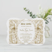 Glam White Gold Art Deco Brautparty Einladung (Stehend Vorderseite)