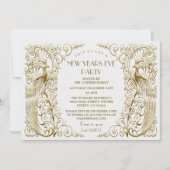 Glam White Gold Art Deco Frieden Silvesterabend Einladung (Vorderseite)