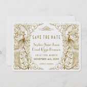 Glam White Gold Art Deco Friedhöfe Save the Date (Vorne/Hinten)
