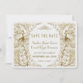 Glam White Gold Art Deco Friedhöfe Save the Date (Vorderseite)