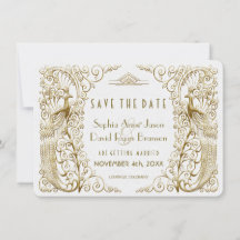 Glam White Gold Art Deco Friedhöfe Save the Date