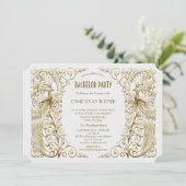 Glam White Gold Art Deco Piazza della Riforma Einladung (Stehend Vorderseite)