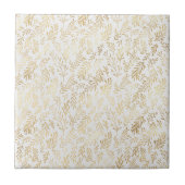 Glam White Gold Blätter Fliese (Vorderseite)