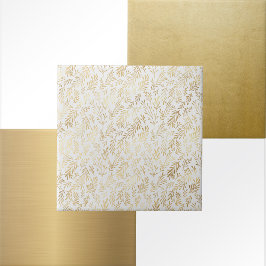 Glam White Gold Blätter Fliese