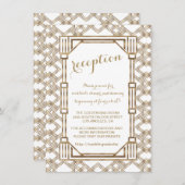 Glam White Gold Great Gatsby Hochzeitsempfang Einladung (Vorne/Hinten)