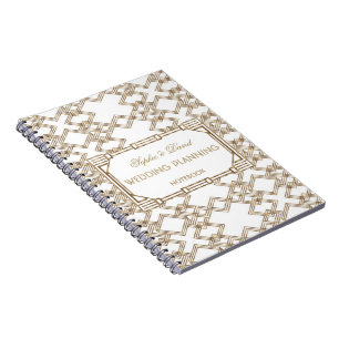 Glam White Gold Great Gatsby Hochzeitsplaner der 1 Notizblock