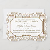 Glam White Gold Great Gatsby Junggeselinnen-Abschi Einladung (Vorderseite)