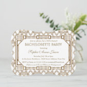 Glam White Gold Great Gatsby Junggeselinnen-Abschi Einladung (Stehend Vorderseite)