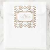 Glam White Gold Great Gatsby Wedding Quadratischer Aufkleber (Tasche)