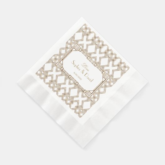 Glam White Gold Great Gatsby Wedding Serviette (Ecke)