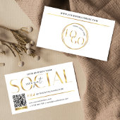 Glam White & Gold Let's Get Social Media QR Code Visitenkarte