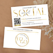 Glam White & Gold Let's Get Social Media QR Code Visitenkarte
