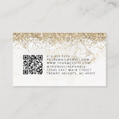 Glam White Gold Marble Eyes QR Code Microblading Visitenkarte (Rückseite)