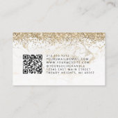Glam White Gold Marmor Augen QR-Code Microblading Visitenkarte (Rückseite)