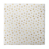 Glam White Gold Stars Fliese (Vorderseite)