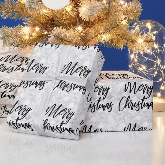 Glam White Mirror Tile Frohe Weihnachtsschrift Geschenkpapier (Feiertage)