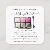 Glam White & Pink Eyeshadow Palette Makeup Artist Quadratische Visitenkarte (Rückseite)