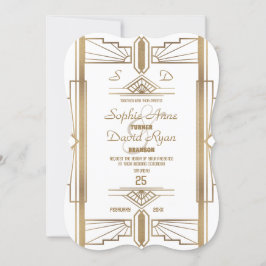 Glam White Roaring 20's Great Gatsby Wedding Einladung