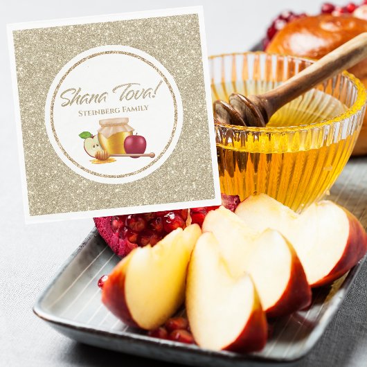 Glam White und Gold Juden Hebrew Rosh Hashanah Serviette