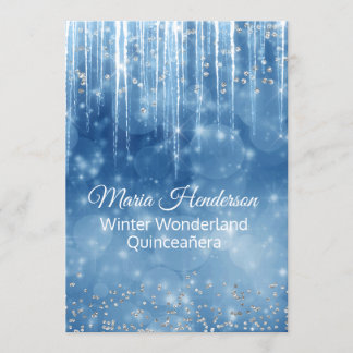 Glam Winter Themed Quinceanera Birthday Einladung