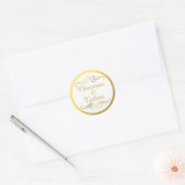 Glam Wirbel Blüh Gold Foil Kontur Hochzeit Runder Aufkleber (Umschlag)