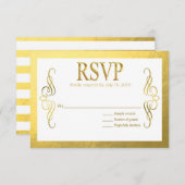Glam Wirbel Geblüht Gold Foil UAWG | Goldweiß RSVP Karte (Vorne/Hinten)
