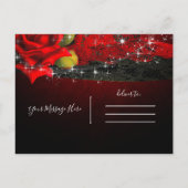 Glam Witch Hat Lacy Black & Red Sparkle Party Einladungspostkarte (Rückseite)