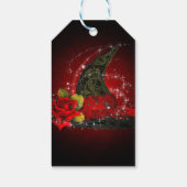 Glam Witch Hat Lacy Black & Red Sparkle Party Geschenkanhänger (Rückseite)